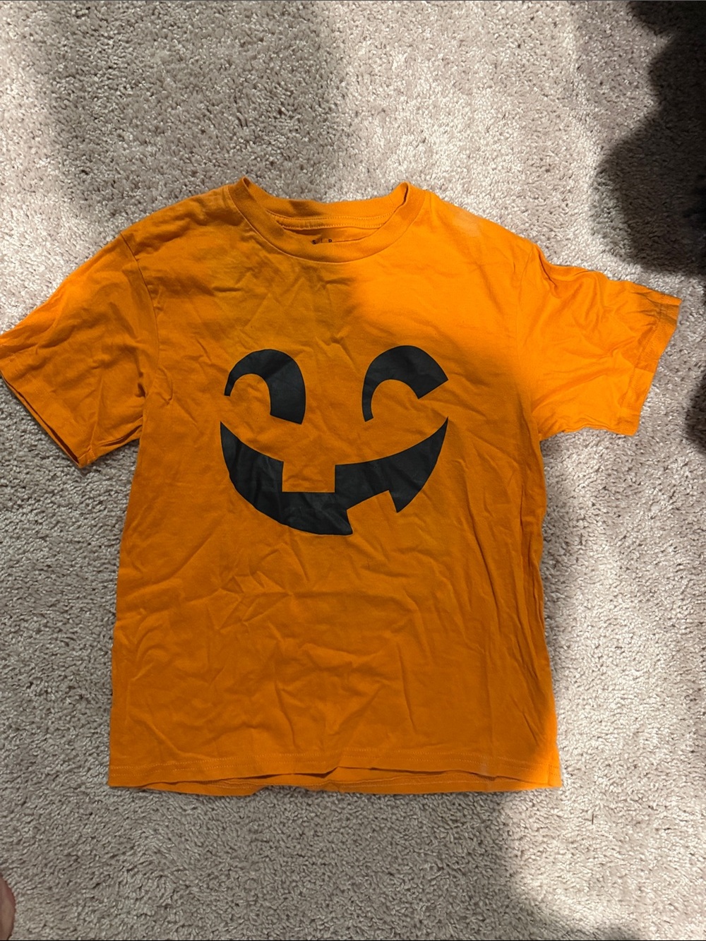 Kids Orange Pumpkin Face T-Shirt Costume Top